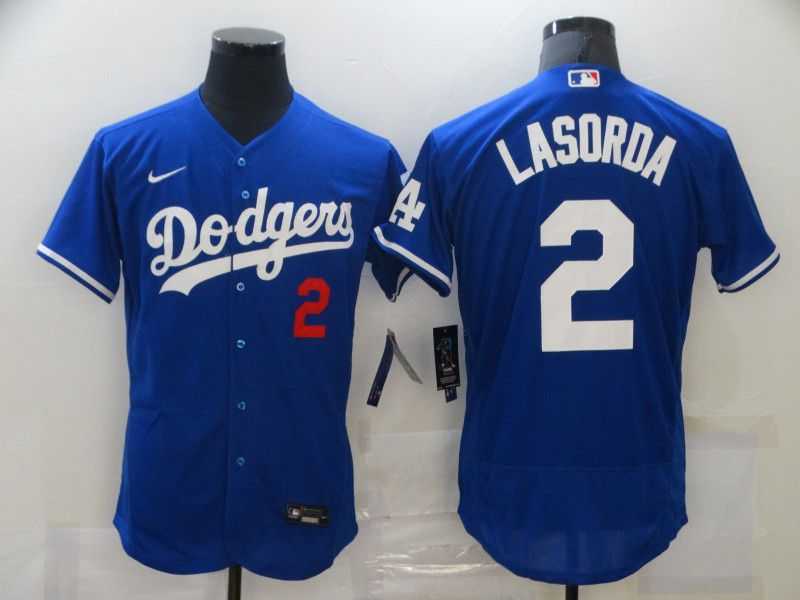Men Los Angeles Dodgers 2 Lasorda Blue Elite Nike MLB Jerseys